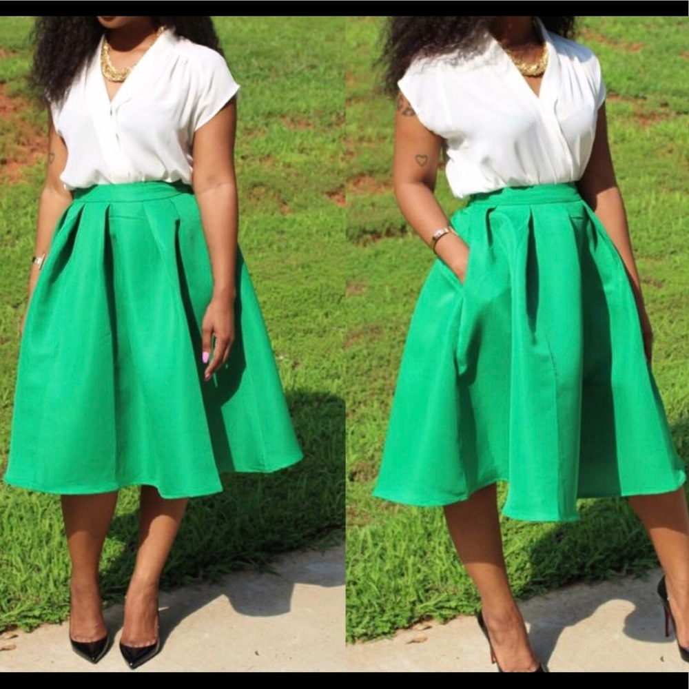 Emerald A-line Midi Skirt